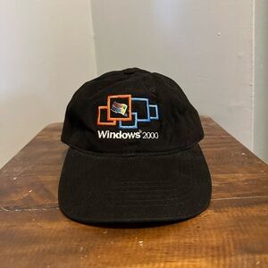 VTG Microsoft Windows 2000 PC Strapback Hat Cap Black Officially Licensed Y2K